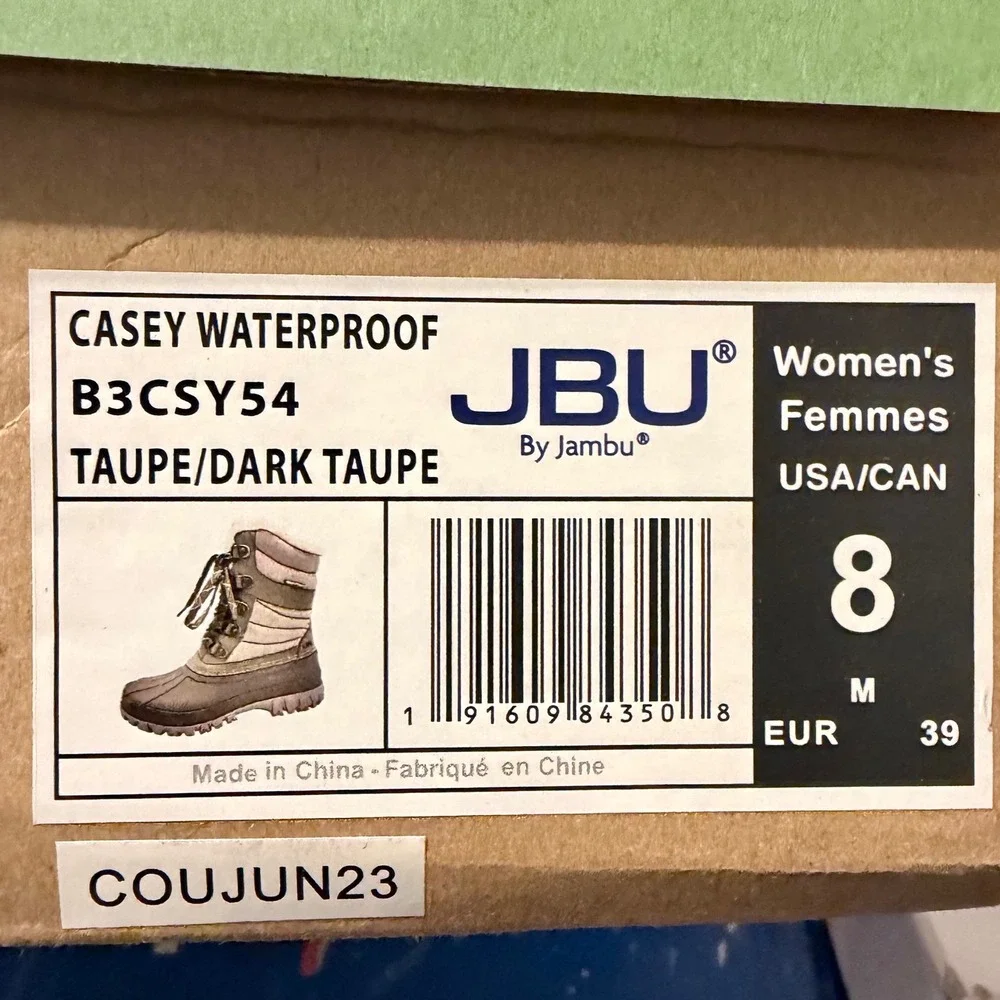 JBU Casey Waterproof Winter Boot Taupe Faux Fur Lace Up B3CSY54 Womens 8 NEW